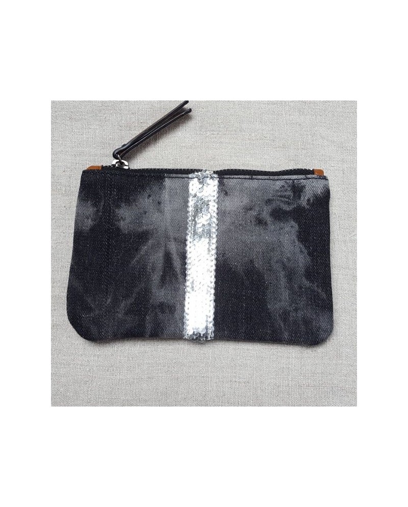 Porte monnaie lin et pailletes