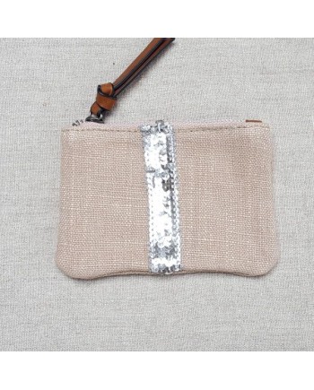 Porte monnaie lin et pailletes