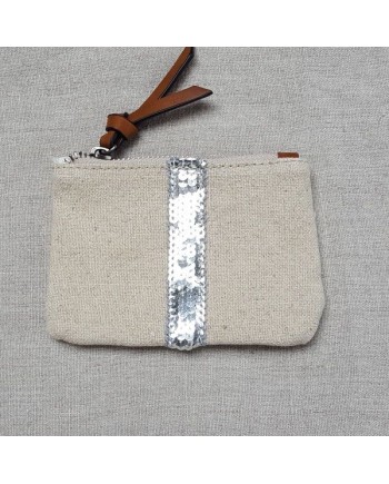 Porte monnaie lin et pailletes