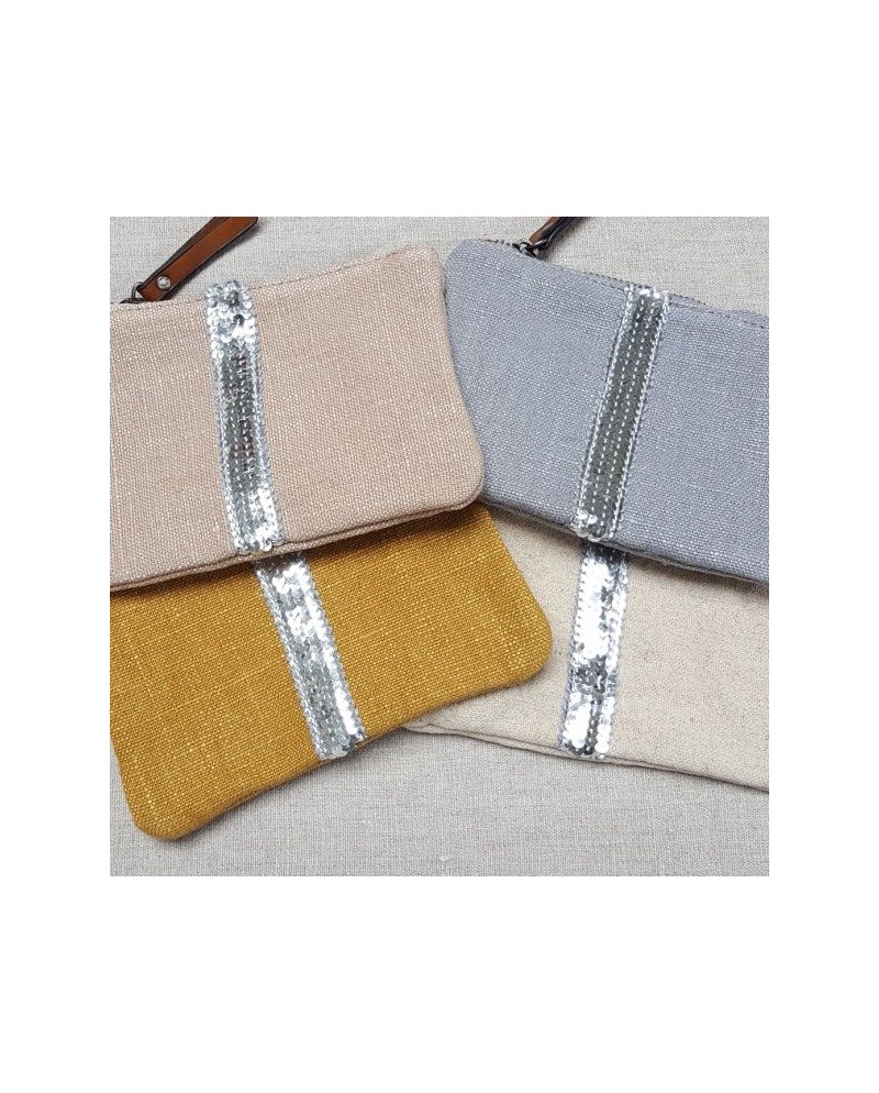 Porte monnaie lin et pailletes