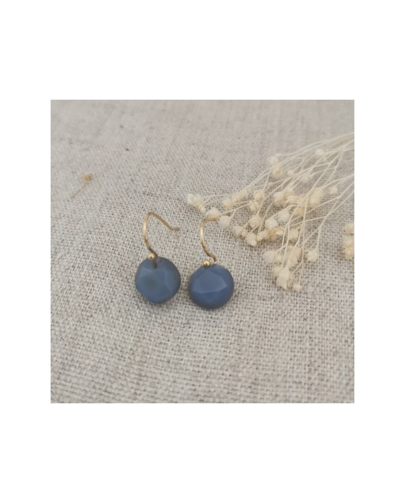 Boucle d'oreille dormeuse pierre de couleur
