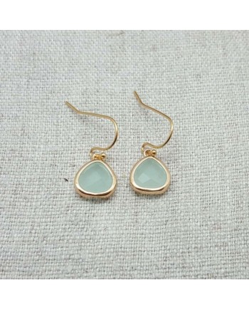 Boucles d'oreilles dormeuse pierre de couleur