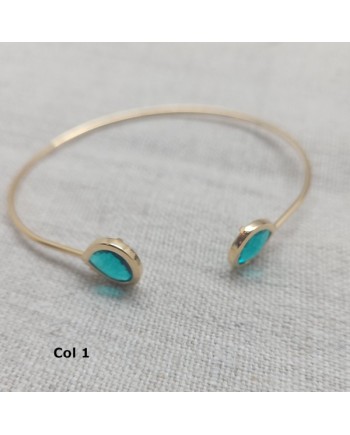 Bracelet jonc ouvert pierre colorés