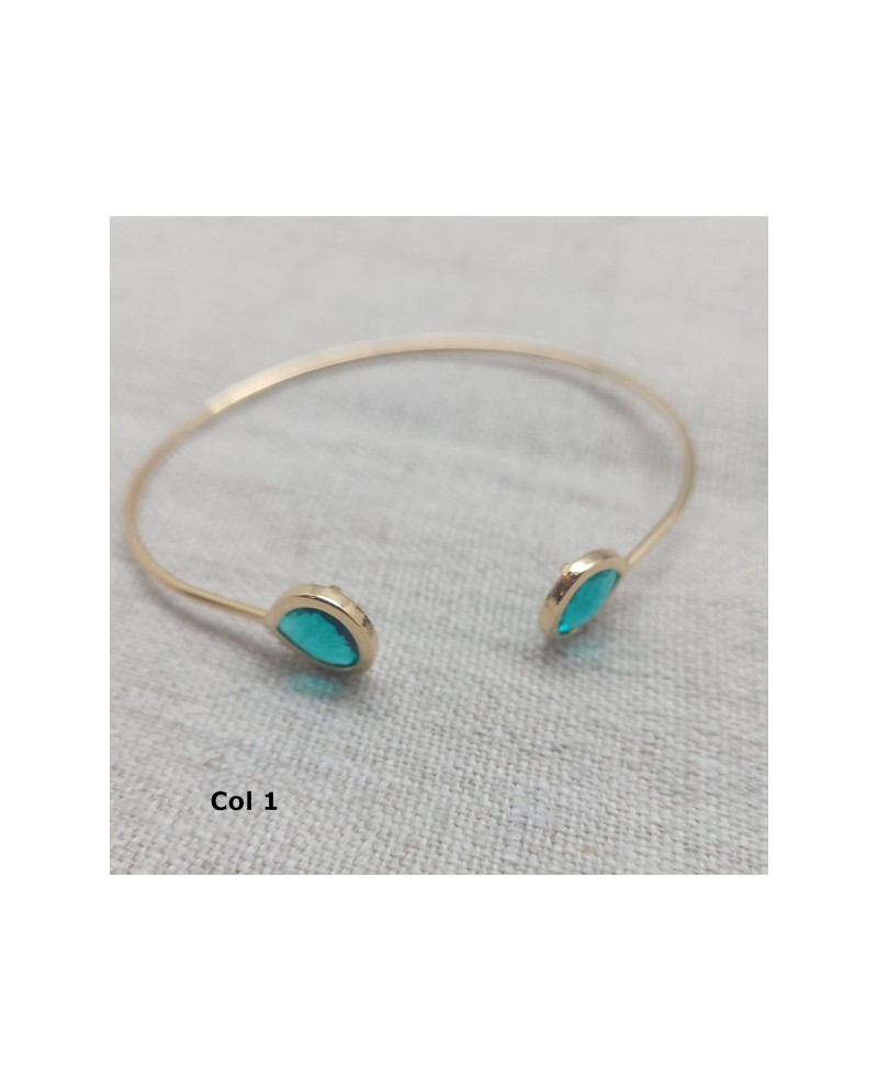 Bracelet jonc ouvert pierre colorés