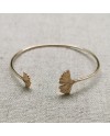 Bracelet jonc ouvert feuille Ginkgo