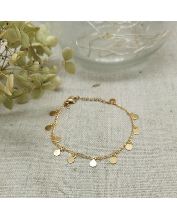 Bracelet chaîne plaqué Or mini boules et breloques