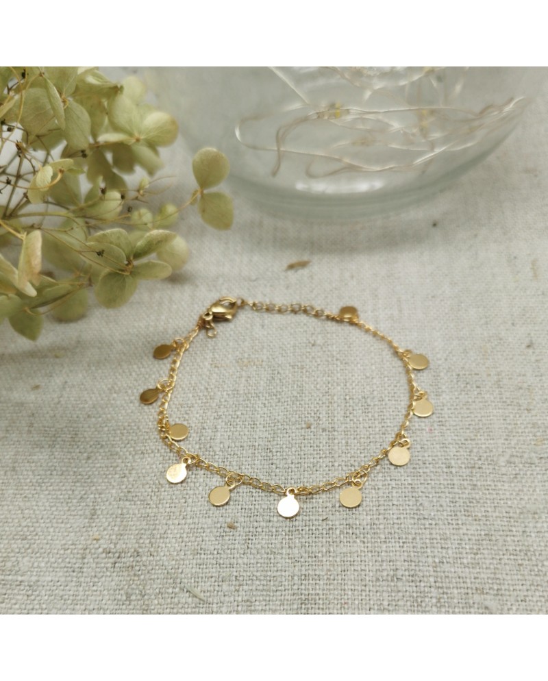 Bracelet chaîne plaqué Or mini boules et breloques