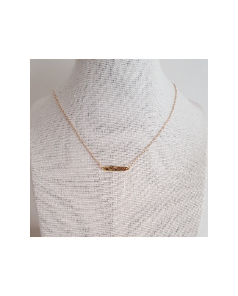 Collier tige martelé plaqué Or ou Argent
