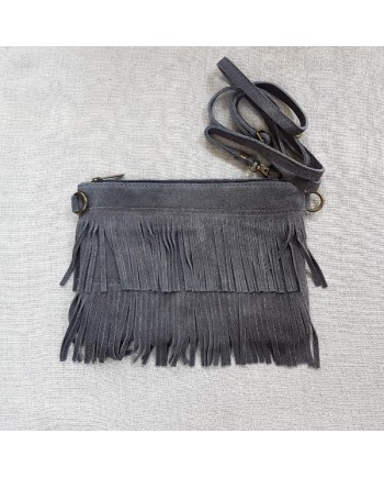 Sac bandoulière frange en daim