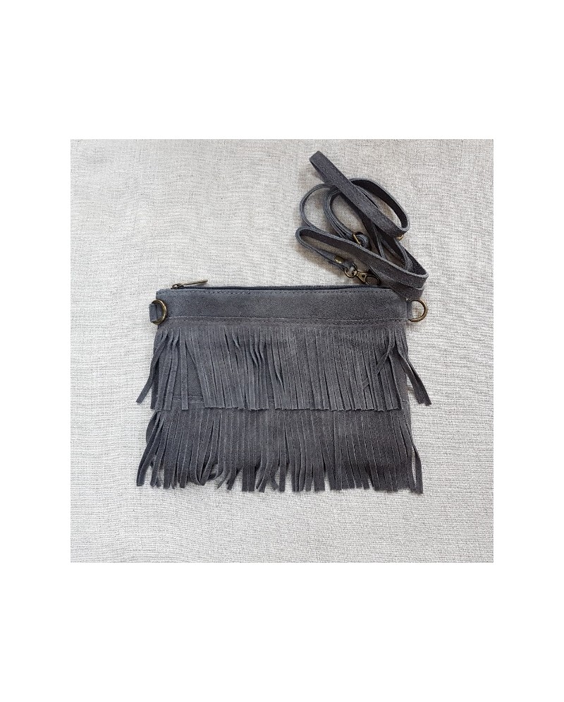 Sac bandoulière frange en daim