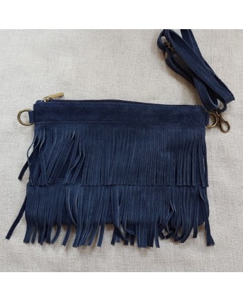 Sac bandoulière frange en daim