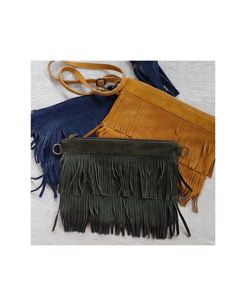 Sac bandoulière frange en daim