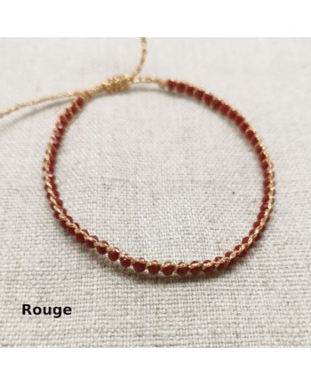 Bracelet perles facettes colorées et fil doré