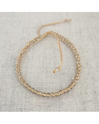 Bracelet perles facettes colorées et fil doré