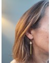 Boucle d'oreilles chaîne feuille martelée