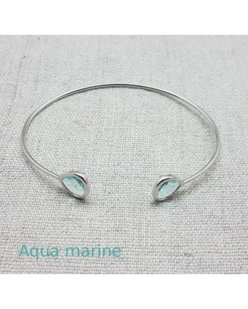 Bracelet jonc ouvert pierre colorés Argent