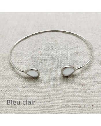 Bracelet jonc ouvert pierre colorés Argent