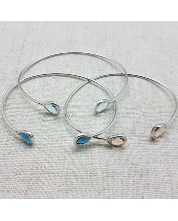 Bracelet jonc ouvert pierre colorés Argent