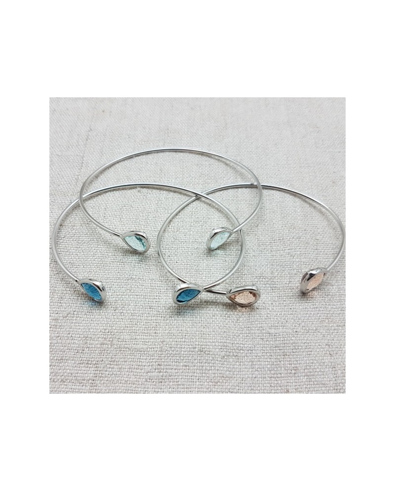 Bracelet jonc ouvert pierre colorés Argent