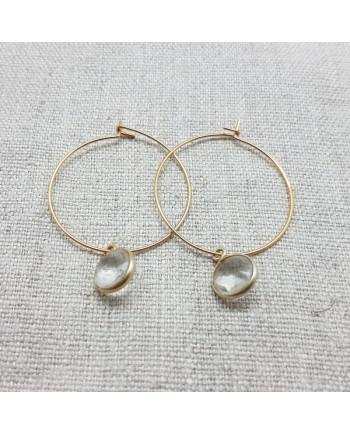 Créoles clips ou percées et pierre naturelle interchangeable