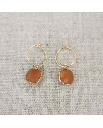 Créoles clips ou percées et pierre naturelle interchangeable