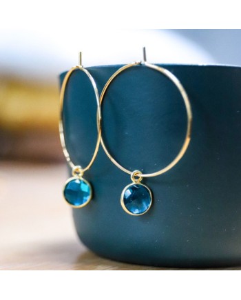 Créoles clips ou percées et pierre naturelle interchangeable