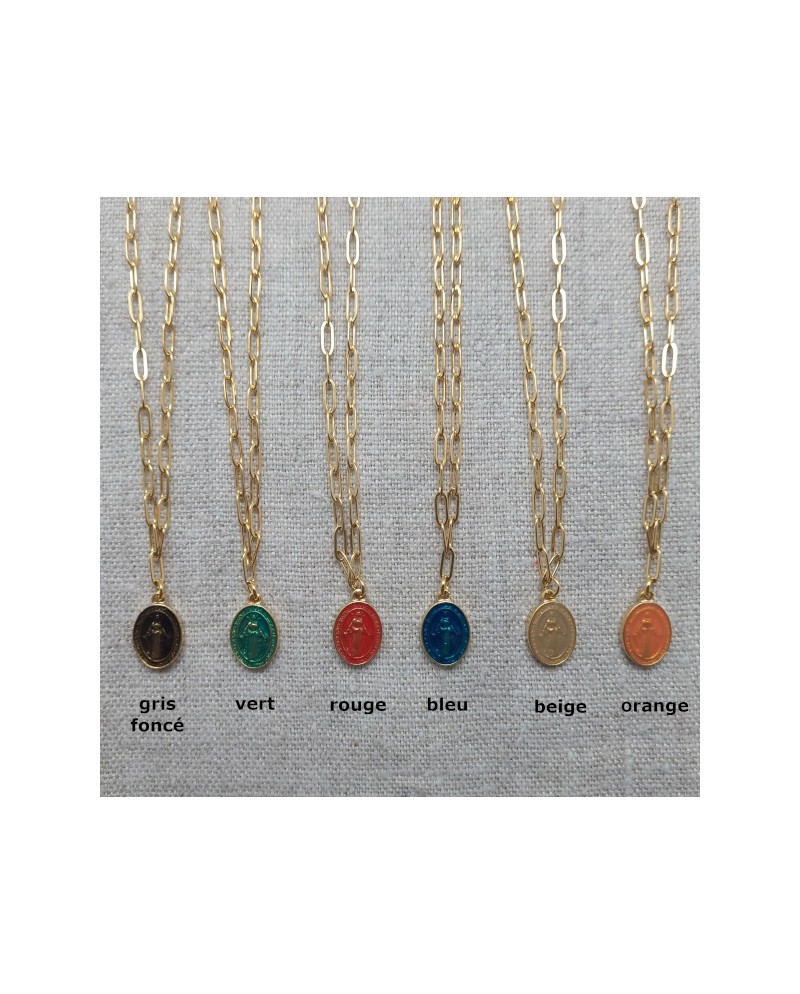 Bracelet religeux médaille émaillée colorée