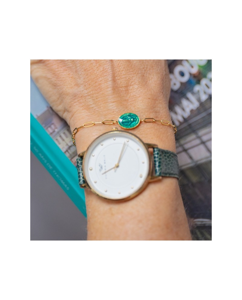 Bracelet religeux médaille émaillée colorée