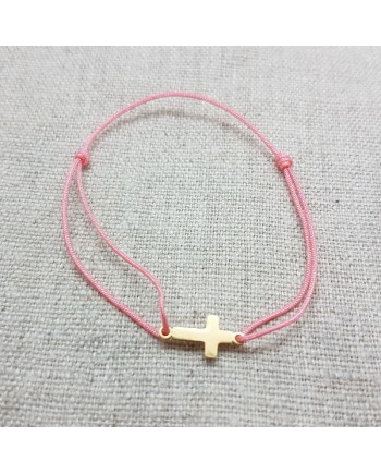 Bracelet croix ou arbre de vie doré sur lien fin