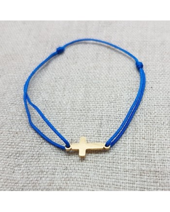 Bracelet croix ou arbre de vie doré sur lien fin