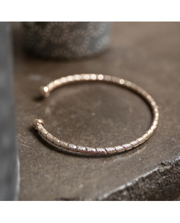 Jonc ouvert 2 boules en plaqué Or