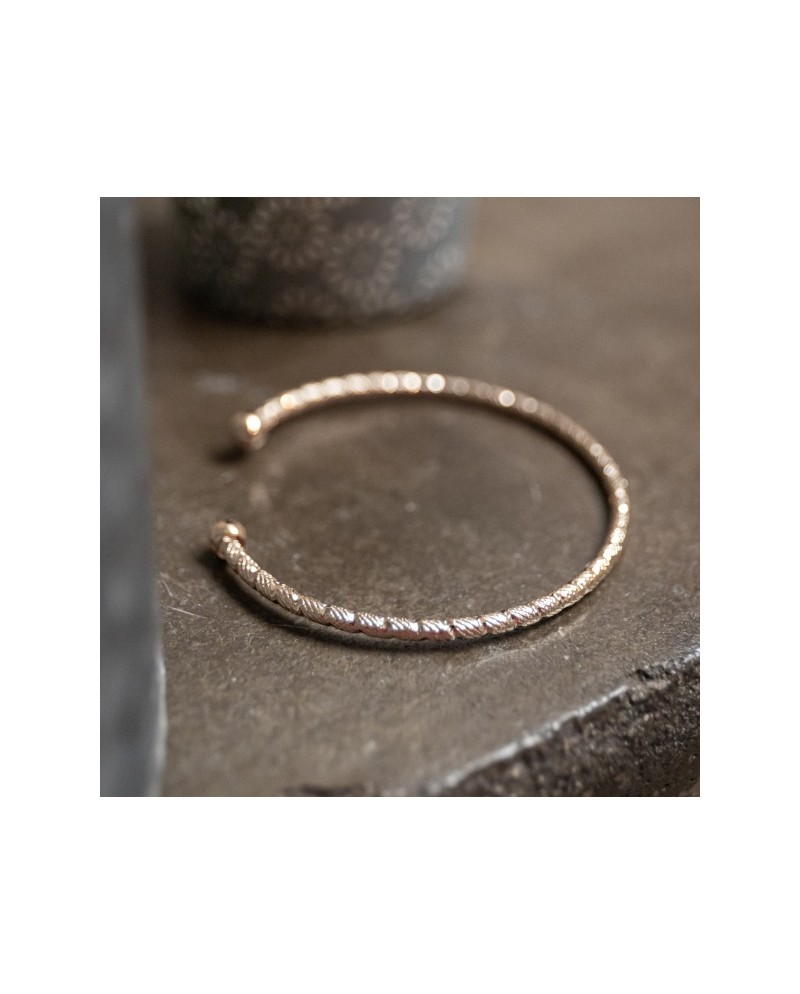 Jonc ouvert 2 boules en plaqué Or