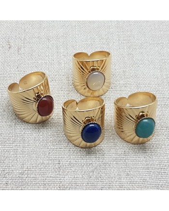 Bague plaqué Or et  aventurine rouge