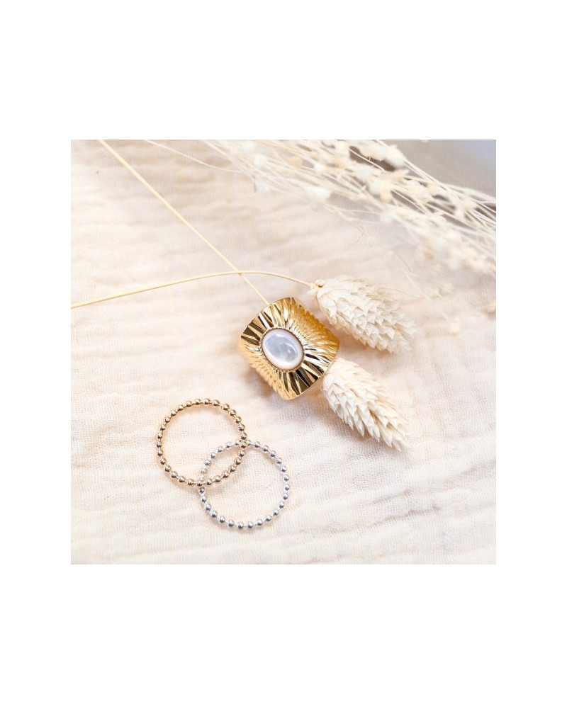 Bague plaqué Or et  aventurine rouge