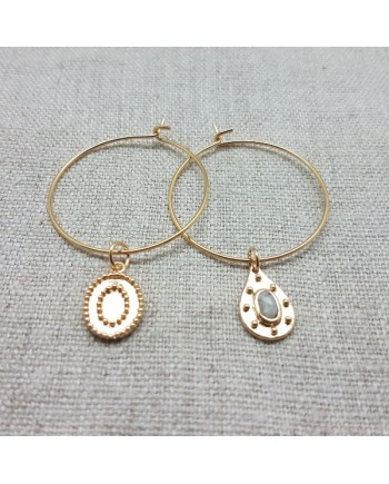 Créoles clips ou percées et breloques interchangeables