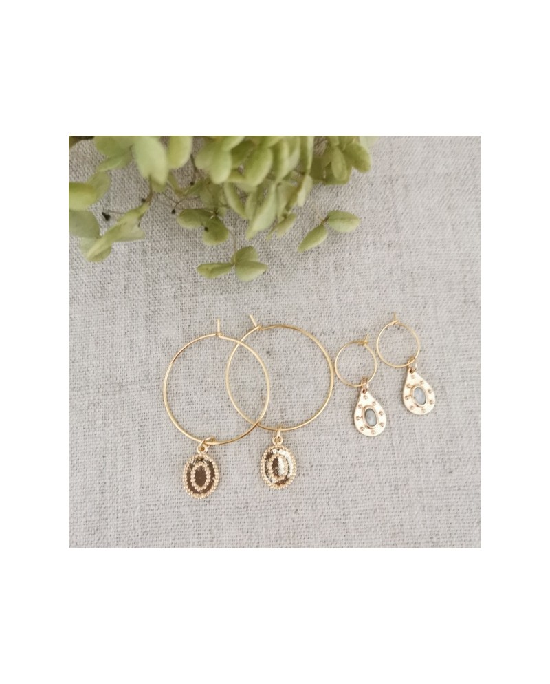 Créoles clips ou percées et breloques interchangeables