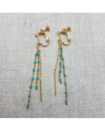 Boucles d'oreilles pendantes perles émaillées clip ou percées