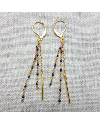 Boucles d'oreilles pendantes perles émaillées clip ou percées
