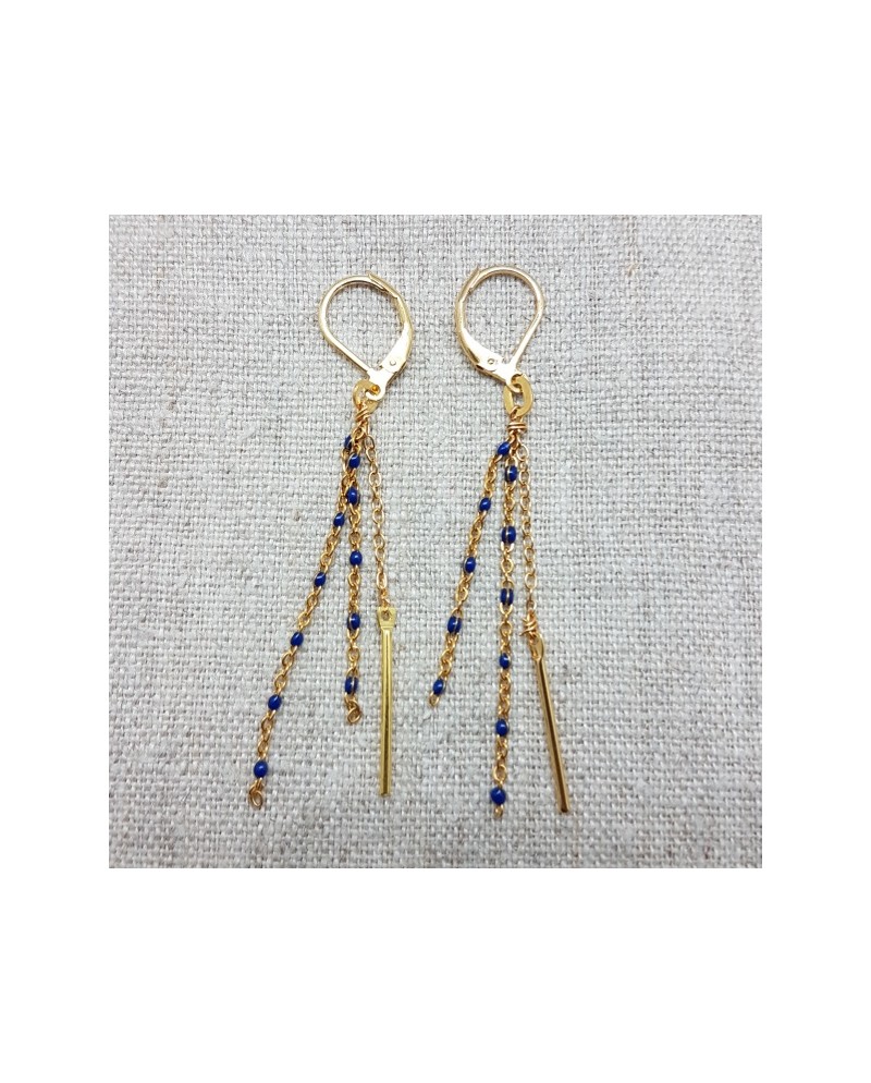 Boucles d'oreilles pendantes perles émaillées clip ou percées