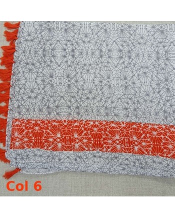 Foulard coton imprimé coloris orange et rouge