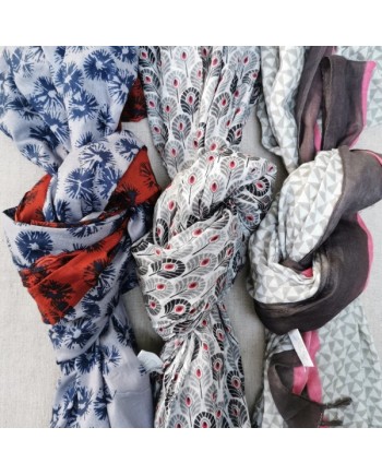 Foulard coton imprimé coloris orange et rouge