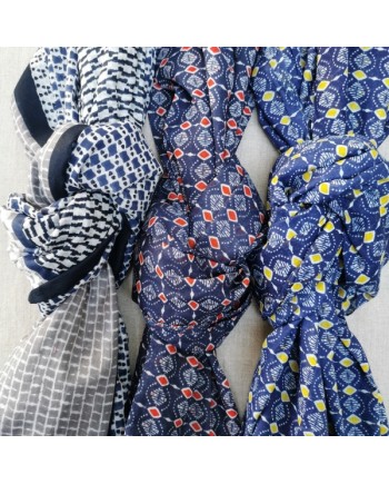 Foulard coton imprimé marine