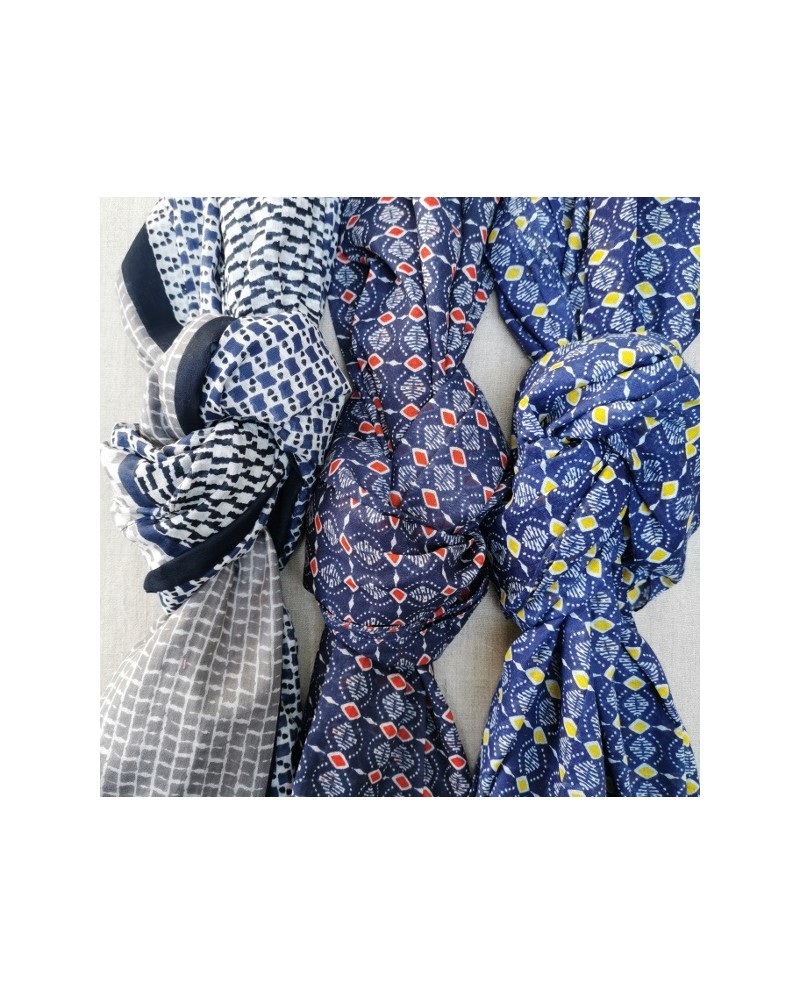 Foulard coton imprimé marine