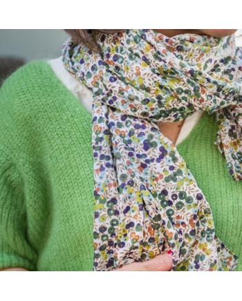 foulard coton motif fleur