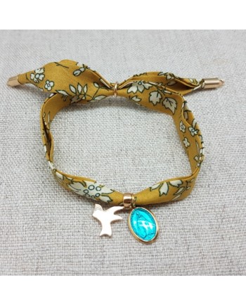 Bracelet Colombe Plaqué or et medaille vierge