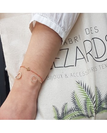 Jonc fin motif soleil en Plaqué Or