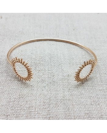 Jonc fin motif soleil en Plaqué Or