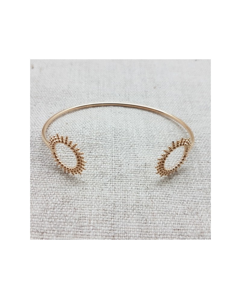 Jonc fin motif soleil en Plaqué Or