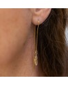 Boucles d'oreilles double tiges pendantes plaqué Or