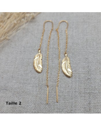 Boucles d'oreilles double tiges pendantes plaqué Or